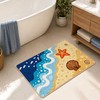 VISSTREE Beach Coastal Bathroom Rug, Colorful Ocean Wave Bath Mat