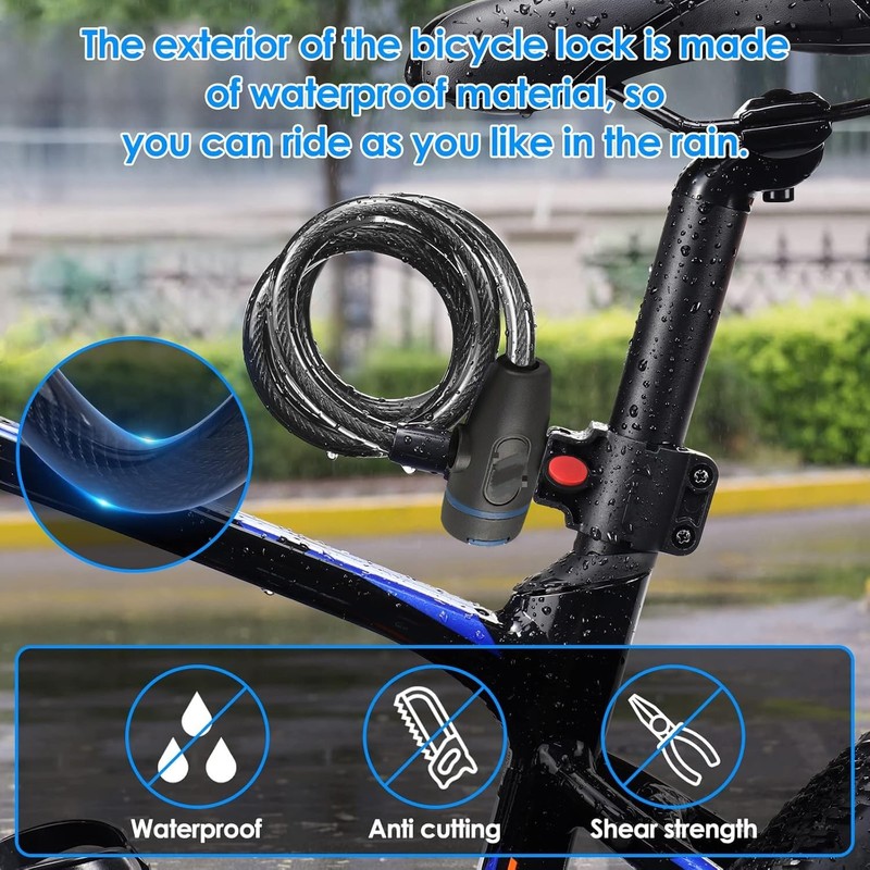 Cable Candado Flexible, KEVOSOK Candado de Bicicleta Antirrobo con Llave,