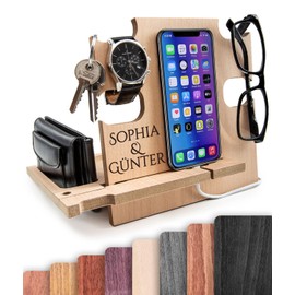 Personalisierte Docking Station Holz – Geschenk zum Hochzeitstag für Männer – Schlichtes & bedeutungsvolles Männergeschenk mit Gravur – Geschenkidee für Partner mit Stil & Gefühl