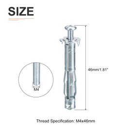 DTGN M4x46mm Hollow Wall Anchors - 60 Pack - Good for Hollow Wall Plaster Walls - Carbon Steel Hollow Drywall Anchors Screws, Silver