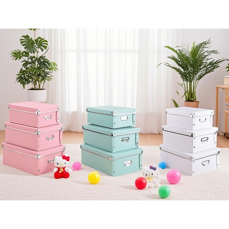 XUCHUN Decorative Storage Box with Lids,Set of 3 Waterproof Foldable
