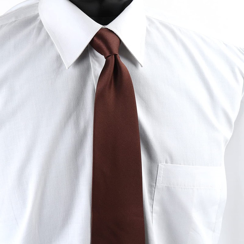 Stylish Plain Zipper Tie, Brown