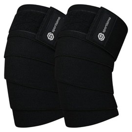 Vendas de rodilla - 1 par 200 cm x 8 cm - Compresión ajustable y ergonómica para soporte en levantamiento de pesas - Estabilidad y protección en gimnasio