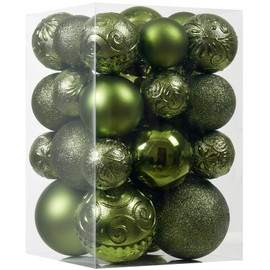 Christmas Ball Ornaments - 30pcs Shatterproof Christmas Ornaments Set Plastic Hanging Christmas Decorations for Xmas Tree Holiday Party Decor, 6 Styles in 4 Sizes (Light Green)