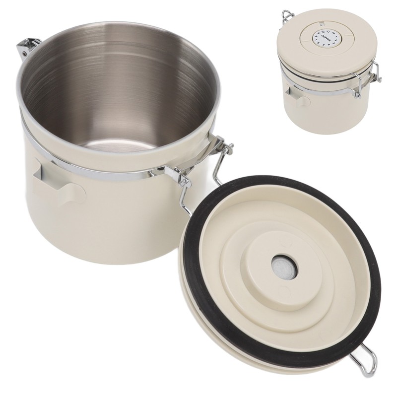 Airtight Coffee Canister 304 Stainless Steel Valve with Scoop for