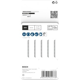 Bosch 5 x Pro Metal Medium T121AFC Jigsaw Blade (for Sheet Steel, Sheet Steel, Length 92 mm, Professional Accessories Jigsaw)