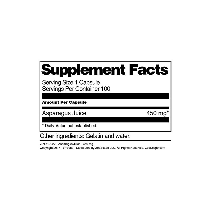 Asparagus Juice - 450 mg (100 Capsules, ZIN: 519022) -