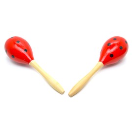 Adult Maracas, Red Wood, Spanish Maracas Red Colour of Dots, Traditional Spanish Colours, Rumba Drum Handheld, Musical Instrument Maraca
