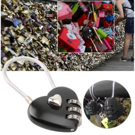 HilBeliFU Heart Lock Combination Lock, 3 Digit Code Heart Shaped Code Padlock, Compact Zinc Alloy Heart Lock for Luggage, Bag, Backpack, Jewelry Box, Hall Locker, 90x40mm