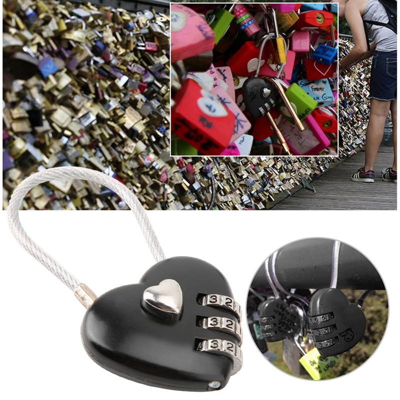 HilBeliFU Heart Lock Combination Lock, 3 Digit Code Heart Shaped