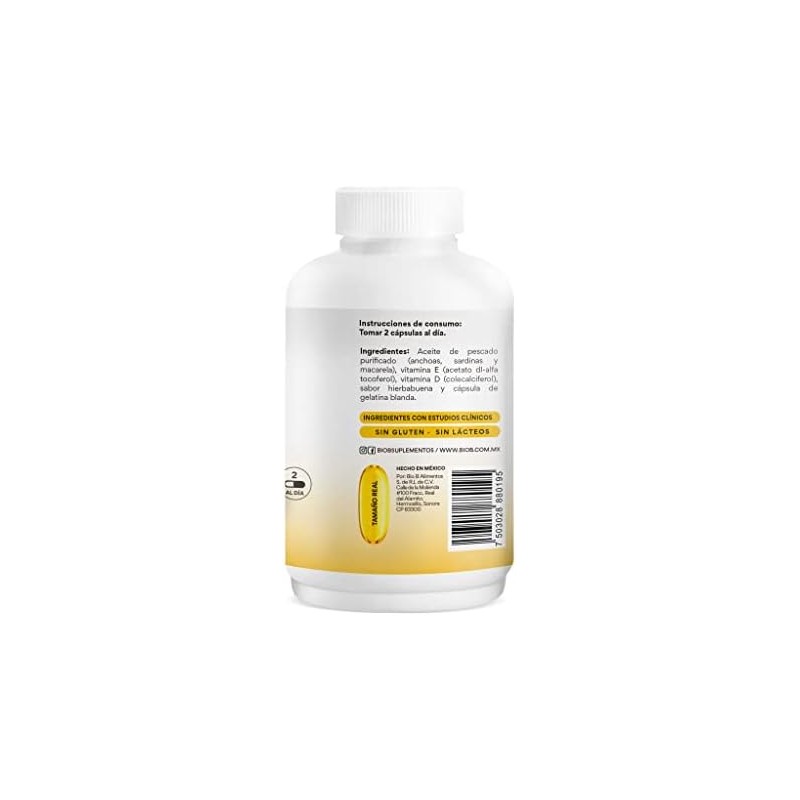 BIO B Omega 873mg EPA567mg DHASabor Hierbabuena sin eructo pescado120Cáp