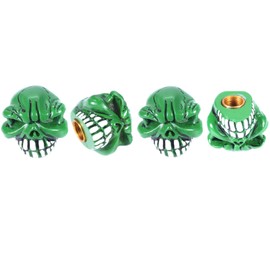 Abfer Unique Valve Stem Caps Skull Air Tire Cap Car Decorative Accessories Covers Fit Most Vehicle Truck Motorcycles Bikes (Green)