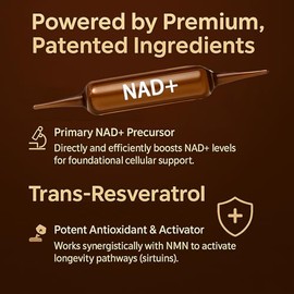 NAD Advanced Cellular Renewal - Suplemento NAD de 1200mg para soporte del envejecimiento de la piel, energía y concentración - 10 viales (1)