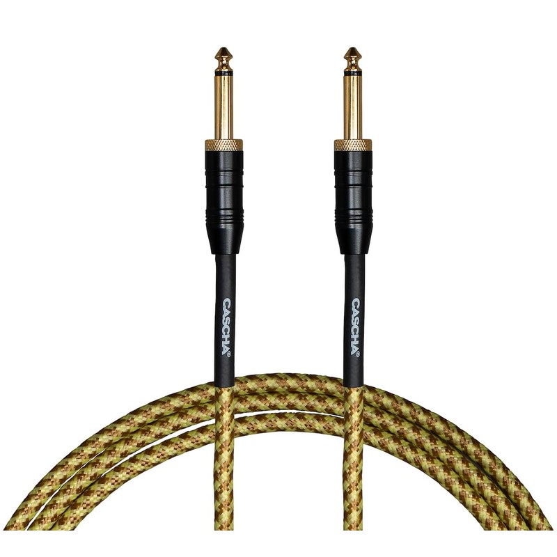 Cascha Professional Line Guitar Cable, Straight, Tweed Natural, 3 m