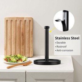 Beser·Win Paper Towel Holder Countertop, Stainless Steel Paper Towel Holder -Weighted Base, One-Handed Tear, Black Kitchen Roll Holder, Non-Slip Protect The countertop-New Black