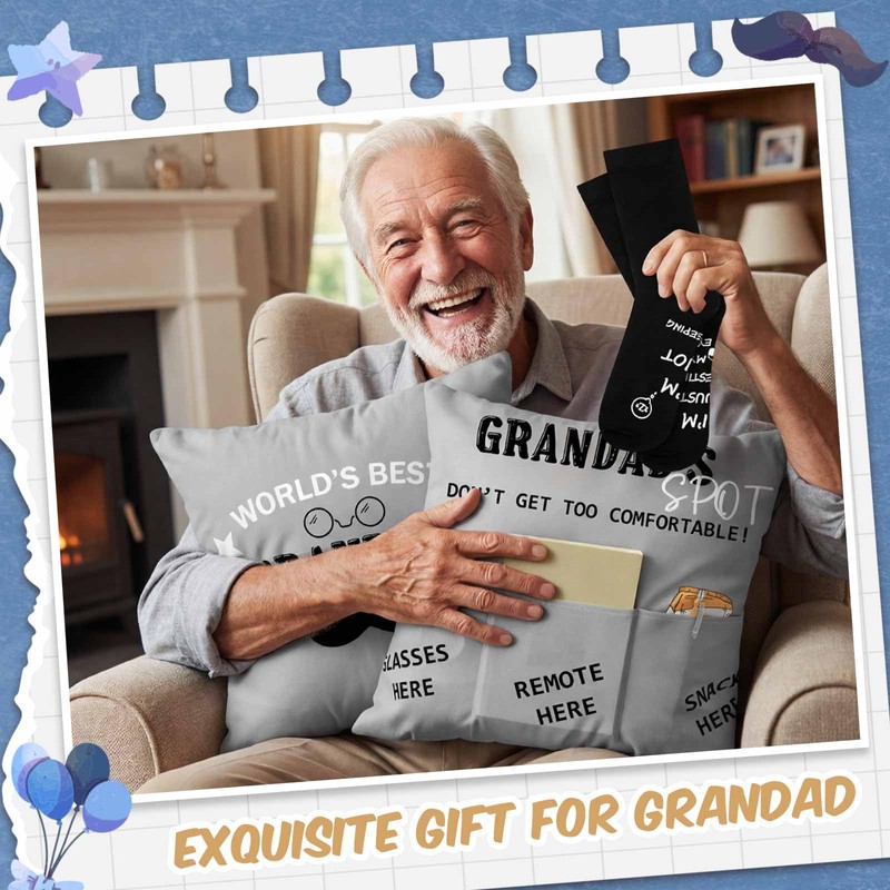 Neer Grandad Birthday Gift Set of 2, Cushion Cover with