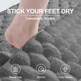 IM HOME Dry The Feet Dorsum Memory Foam Bath Mat Ultimate Soft Highly Absorbent Non-Slip Machine Washable Thick 32"x20" Flannel Gray