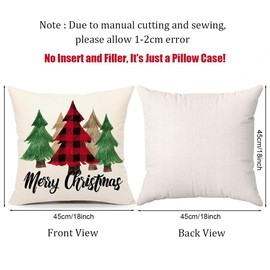 CJWLKJ Christmas Pillow Covers 18x18 Set of 4 Red Black Farmhouse Christmas Decorations Believe Merry Christmas Wonderful Winter Holiday Decor Throw Cushion Case for Home Couch