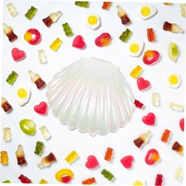 HOMOCONO Pack of 15 Boxes with Mother of Pearl Effect Candy Containers for Parties Plastic Candy Containers Party Favour Container Shell Jewellery Plates Candy Jars For