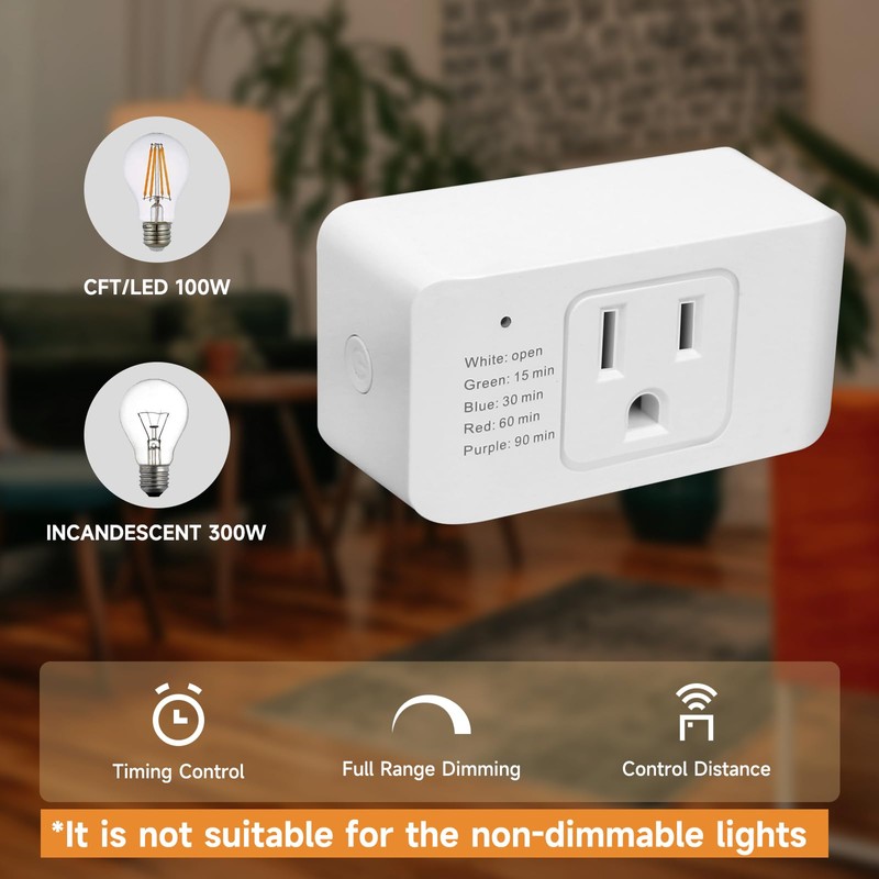 Indoor Dimmer for String Lights, Remote Control Light Dimmer Plug