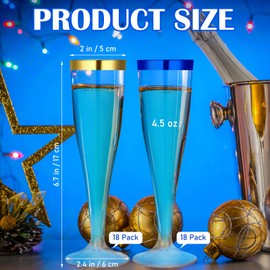 Jingmore 36 Pack Disposable Plastic Champagne Flutes 4.5 oz Clear Toasting Glasses Plastic Cocktail Cups Wine Champagne Glass for Wedding Graduation Mardi Gras Birthday Engagement(Blue,Gold)