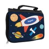 Toiletry Bag with Name August and Space Motif with Rocket