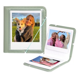 WOGOZAN 28 Pockets Photo Album for Polaroid I-Type/Now/OneStep/I-Type/Fuji Wide/Wide EVO/Wide 400/300/210 Instant Print Camera 3.5 x 4.2 Inches Films, PU Album with Cover Display - Green