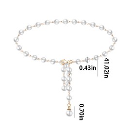 Pearl Bridal Wedding Belt for Bride Dress Beaded Pearl Waist Chain Belt Waistband Gold Dainty Faux-Pearl Belly Chain for Formal Dress Elegant Bridal Wedding Birthday Party Prom Jewelry for Women