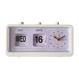 Desk Table Alarm Clock Manual Jump Calendar Desktop Alarm Clock for Study Room Office White
