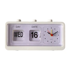 Desk Table Alarm Clock Manual Jump Calendar Desktop Alarm Clock for Study Room Office White