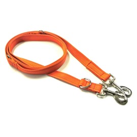 Police Style Dog Training Lead Double Ended 15ft (4.5 Metres Approx) Adjustable Leash Multi-Functional In Cushion Webbing (25mm, Orange)