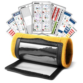 Inwerk ONEMORE Football Wristbands with Playbook System, QB Play Triple Wrist Coach with 5on5 Youth Football Playbook 43 Tactics Stickers & 3 Sign Cards (Yellow)