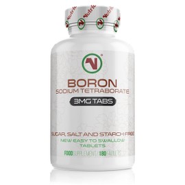Nutriodol Boron Tablets | 3mg Per Tablet | Sodium Tetraborate | 180 Days Supply | Suitable for Vegans | Easy to Swallow Tablets