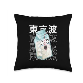 TOKYO WAVES Japanese Milk Carton Kawaii Aesthetic Anime Throw Pillow, 16x16, Multicolor