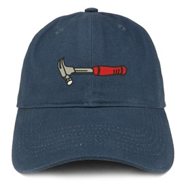 Trendy Apparel Shop Hammer Tool Embroidered Cotton Unstructured Dad Hat - Navy
