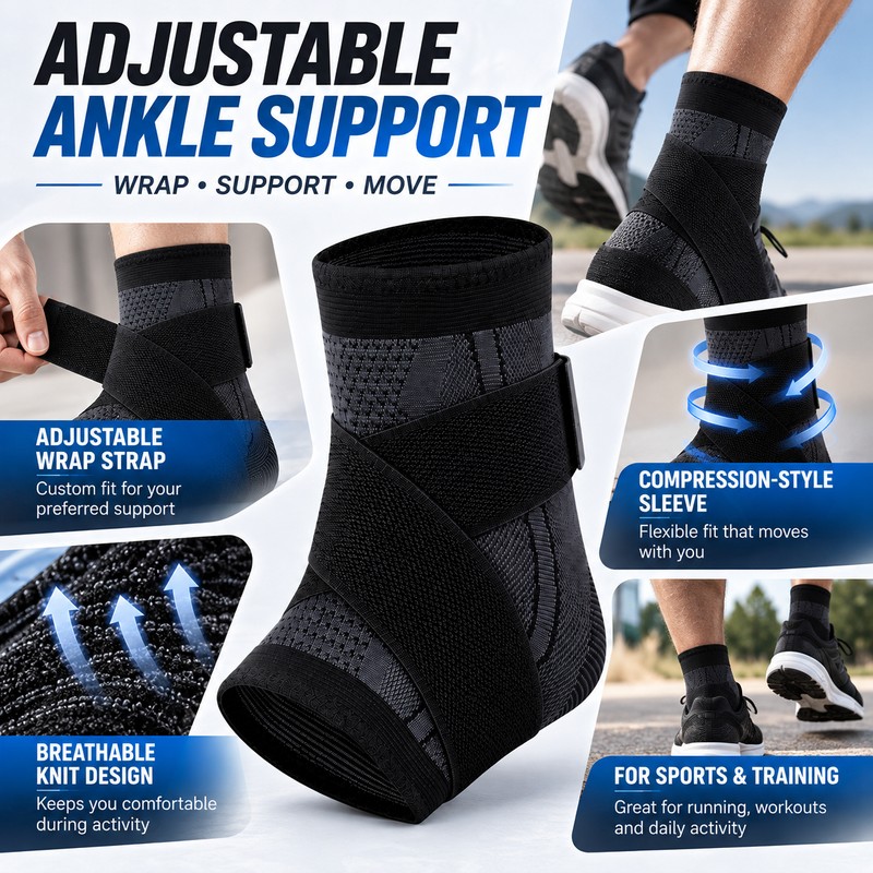 Adjustable Ankle Support Brace for Sports & Daily Wear –