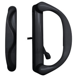 G.A.S Hardware 6-5/8" Involute Sliding Patio Glass Door Handle Replacement Set - SBML -Non-Keyed Fits 4-15/16" Hole Spacing (Black)