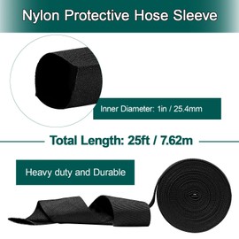 Nylon Protective Hose Sleeve Cable Sleeve Chain Sleeve Torch Hydraulic Hose Protector Cutting Wire Hose Cover Management Wrap for Cord Tig Welding, 1" ID, 25' Length, Black