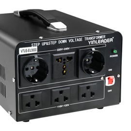 Yinleader 3000W Voltage Converter Transformer(110V to 220V,220V to 110V) Step Up/Down Converter 110/120 Volt - 220/240 Volt w/US Standard Power Cord,Circuit Breaker Protection (VTUS-EU3000)