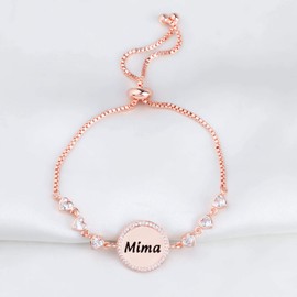 Grandma Gift Bracelet Gigi Bracelet Birthday Gifts for Grandma Godmother Family Jewelry (Mima RG)