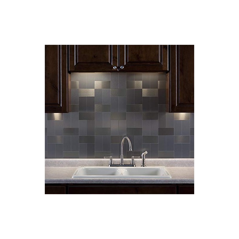 Aspect Peel and Stick Backsplash 3in x 6in Brushed Stainless