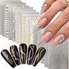 Vezocim French Line Nail Art Stickers Decals, 15 Sheets Holographic