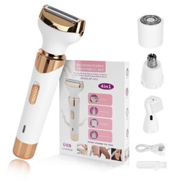 Epilators Hair Removal for Women, 4 in 1 Pluxy Epil Pro 3.0 Women Face Epilator, Facial, Eyebrow and Nose Hair Trimmer for All Skin Types, Removable and Washable Heads