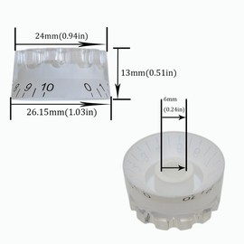 AITAIYA 4pcs Metric Size 18 Spline Knurled Speed Volume Tone Control Knobs for Epi LP Guitar Bass Split Shaft Pots Electric Guitar Knobs White Set of 4