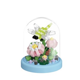 Sacblirr Dragonfly Miniature Cute Insects with Mini Flower Building Toy Bouquets with Dust Cover Set Creative AssemblyIdeal for Home Decor Collection Toys