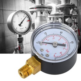 Mechanical Pressure Gauge, 1/8 Inch BSPT Pressure Gauge for Air, Oil and Water (0-100psi, 0-7bar)