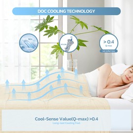 Degrees of Comfort Cooling Blanket - Q-Max >0.4 Double Sided Summer Cold Blanket for Hot Sleepers & Night Sweats, Breathable Cooling Blanket Keep Cool for Adults Kids 60"x90",Beige