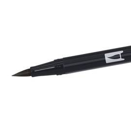Tombow ABT-N15-1P Fibre Tip Dual Brush Pen with Two Tips, Blistered Black