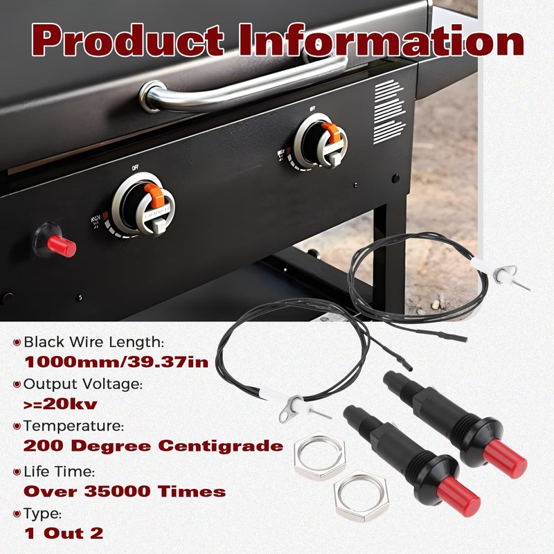 2Pack Propane Push Button Piezo Igniter Kit, Piezo Spark Ignition