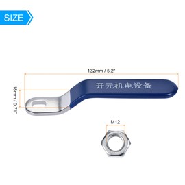 sourcing map Lever Handle Iron Chrome Plated 8x12mm Replacement with Plastic Grip Blue for Ball Valve